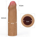 Capa Marrom em CyberSkin Super Realística Extensor Peniano Glande Encoberta - Ponta Maciça - 4,5 cm Lovetoy