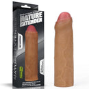 Capa Marrom em CyberSkin Super Realística Extensor Peniano Glande Encoberta - Ponta Maciça - 4,5 cm Lovetoy