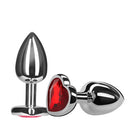 Plug Anal em Aço Cromado com Pedra em formato de Coração - Jóia Anal 7,2 x 3 cm