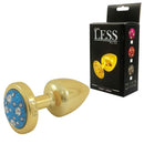 Plug Anal Dourado em ABS com Pedra Cravejada em Strass Azul - HARD Plug LESS