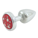 Plug Anal Cromado em ABS com Pedra Cravejada em Strass Vermelha - HARD Plug LESS