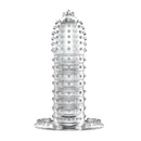 Capa para o pênis com Cerdas massageadoras em Silicone - 12,8cm - Transparente