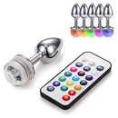 Plug anal feito em alumínio (7 x 2,8 cm) com luz LED e controle remoto