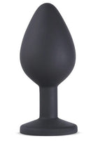 Plug Anal PEQUENO feito em Silicone SUPER Macio Preto - Joia Anal c/ Pedra 7,2 x 3,2 cm