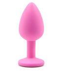 Plug Anal GRANDE feito em Silicone Rosa Super Macio - Joia Anal c/ Pedra 9,3 x 4,2 cm