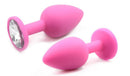 Plug Anal GRANDE feito em Silicone Rosa Super Macio - Joia Anal c/ Pedra 9,3 x 4,2 cm