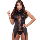 Body sexy com ilhós com liga para fixação da meia – Dominatrixxx