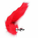 Plug Anal em Aço Cromado com cauda de Raposa c/ 25 cm - Joia Anal - Vermelho