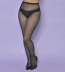 Meia calça arrastão 7/8 preta inteira rendada - YAFFA Lingerie