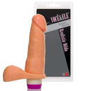 Pênis macio e flexível com Escroto e Vibrador - 16,5 x 4 cm na cor bege