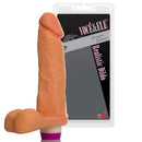 Pênis macio e flexível com Escroto e Vibrador - 20 x 4,5 cm na cor bege