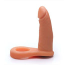 Anél Companheiro para DP c/ Vibro 11 x 2,5 cm na cor bege - Com vibrador torpedo