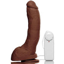 Pênis macio e flexível Bengala com escroto, ventosa e vibro 21 x 5,5 cm na cor marrom