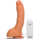 Pênis macio e flexível Bengala com escroto, ventosa e vibro 21 x 5,5 cm na cor bege