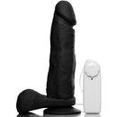 Pênis macio e flexível c/ Escroto - Vibro e Ventosa - 20 x 4,5 cm na cor preto
