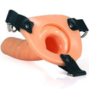 Capa para pênis com base triangular com cinta ajustável Strap-on! 15cm na cor bege