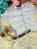 Conjunto Miss Cherry Social Linho Shorts Xadrez Heitor