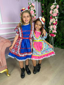 Vestido Junino Modelo 3 com Estampas e Cores Variadas TAMANHO:2