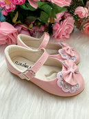 Sapatilha Flor Di MIla Baby Rosa Lacinho Strass
