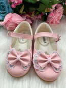 Sapatilha Flor Di MIla Baby Rosa Lacinho Strass