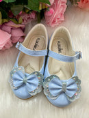 Sapatilha Flor Di MIla Baby Azul Bebe lacinho Strass