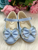 Sapatilha Flor Di MIla Baby Azul Bebe lacinho Strass