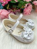 Sapatilha Flor Di MIla Baby Branco lacinho Strass