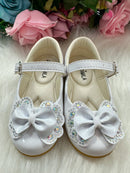 Sapatilha Flor Di MIla Baby Branco lacinho Strass
