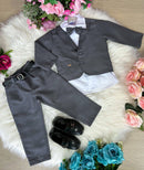 Conjunto Meninos Kanga Social Bruno Cinza Grafite Terno
