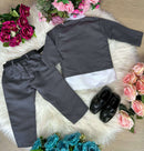 Conjunto Meninos Kanga Social Bruno Cinza Grafite Terno