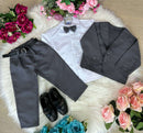 Conjunto Meninos Kanga Social Bruno Cinza Grafite Terno