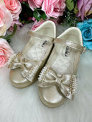 Sapatilha Flor di Mila Dourada Perolas Neide