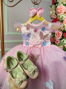 Vestido Marie Rosa Jardim Encantado Laço