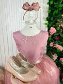 Vestido Infantil Enjoy Longo Regata Rosê