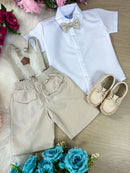 Conjunto Meninos Kanga Social Suspensorio Marcos Marrom Shorts