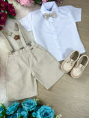 Conjunto Meninos Kanga Social Suspensorio Marcos Marrom Shorts