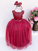 Vestido Infantil Enjoy Longo Regata Marsala