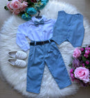 Conjunto Miss Cherry Social Leonardo Colete Azul Claro