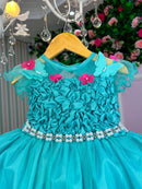 Vestido Princesa Belli Bia Jardim Encantado Verde Tiffany