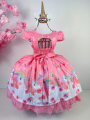 Vestido Infantil Bella Child Rosa Unicórnios