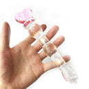 Plug em Vidro Transparente 15,5 x 2,5 cm Escalonado com Base em formato de Coração
