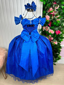 Vestido Marie Longo Manga Princesa Azul Royal