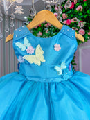 Vestido Princesa Belli Anabel Jardim Encantado Azul Turquesa