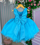 Vestido Princesa Belli Anabel Jardim Encantado Azul Turquesa