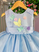 Vestido Princesa Belli Anabel Jardim Encantado Azul Bebe
