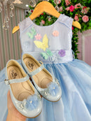 Vestido Princesa Belli Anabel Jardim Encantado Azul Bebe