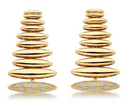 Brinco Liso Em Camadas e Cravejado com Zircônia Cristal Ouro 18k
