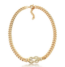Colar Grumet Com Pingente Infinito Nó Cravejado Folheado a Ouro 18k
