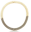 Colar Grumet Elos Cravejados Zircônia Negra 45cm Folheado a Ouro 18k