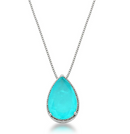 Colar Veneziana Com Pedra Fusion Turmalina Gota 18x13mm  Rodio